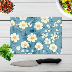 Blue And White Spring Daisies Chopping Board