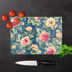 Painting Of Vintage Roses Chopping Board