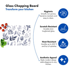 Grey Hand Drawn Leaves Chopping Board