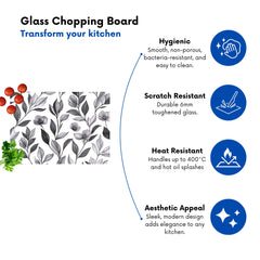 Hand Drawn Leaves And Flowers Chopping Board