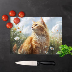 Fluffy Ginger Cat In A Summer Meadow Chopping Board