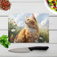 Fluffy Ginger Cat In A Summer Meadow Chopping Board
