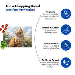 Fluffy Ginger Cat In A Summer Meadow Chopping Board