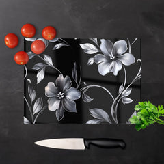 Metallic Effect Leaves And Flowers Chopping Board