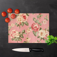 Vintage Pink Textured Roses Chopping Board