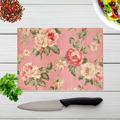 Vintage Pink Textured Roses Chopping Board