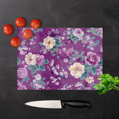 Purple Textured Flowers Chopping Board