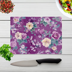 Purple Textured Flowers Chopping Board