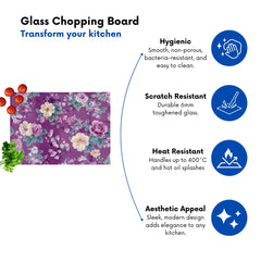 Purple Textured Flowers Chopping Board