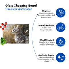 Silver Tabby Cat In A Spring Meadow Chopping Board