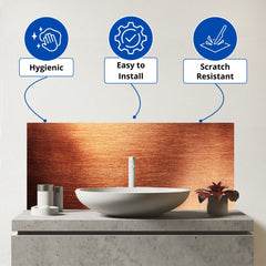 Copper Plate Textures Glass Bathroom Splashback