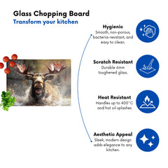 Splashart Moose Enjoying A Swim Chopping Board