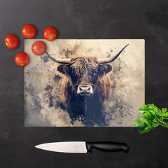 Moody Splashart Highland Cow Chopping Board