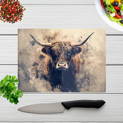 Moody Splashart Highland Cow Chopping Board