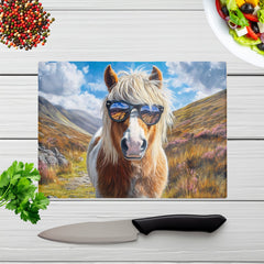 Shetland Pony Wearing Glasses Chopping Board
