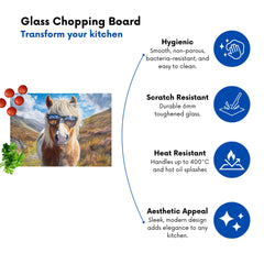 Shetland Pony Wearing Glasses Chopping Board