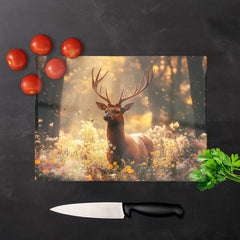 Stag Surrounded By Woodland Flowers Chopping Board