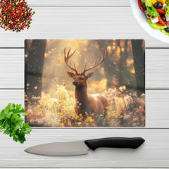 Stag Surrounded By Woodland Flowers Chopping Board
