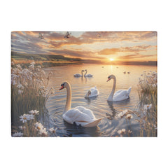 Swans At Sunset In A Beautiful Lake Chopping Board