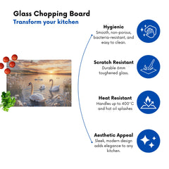 Swans At Sunset In A Beautiful Lake Chopping Board