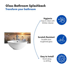 Swans At Sunset In A Beautiful Lake Glass Bathroom Splashback