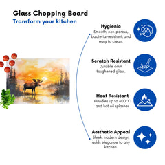Watercolour Moose At Sunset Chopping Board