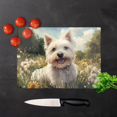 Happy Westie In A Summer Meadow Chopping Board