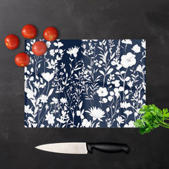 Blue And White Floral Silhouette Chopping Board