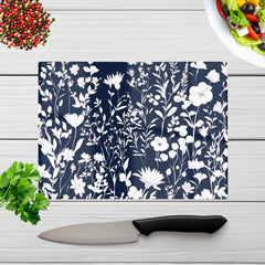 Blue And White Floral Silhouette Chopping Board