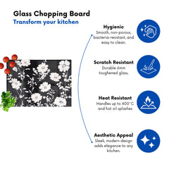 Black And White Floral Silhouette Chopping Board