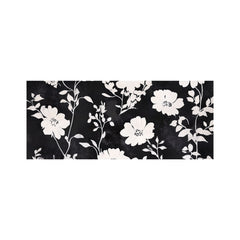 Black And White Floral Silhouette Glass Bathroom Splashback