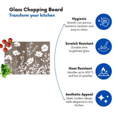 Taupe And White Floral Silhouette Chopping Board