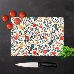 Woodland Birds And Flowers In The Trees Chopping Board