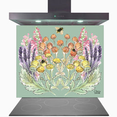 Sage Bloom Glass Kitchen Splashback
