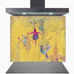 Powder Bloom Fuchsia Glass Kitchen Splashback