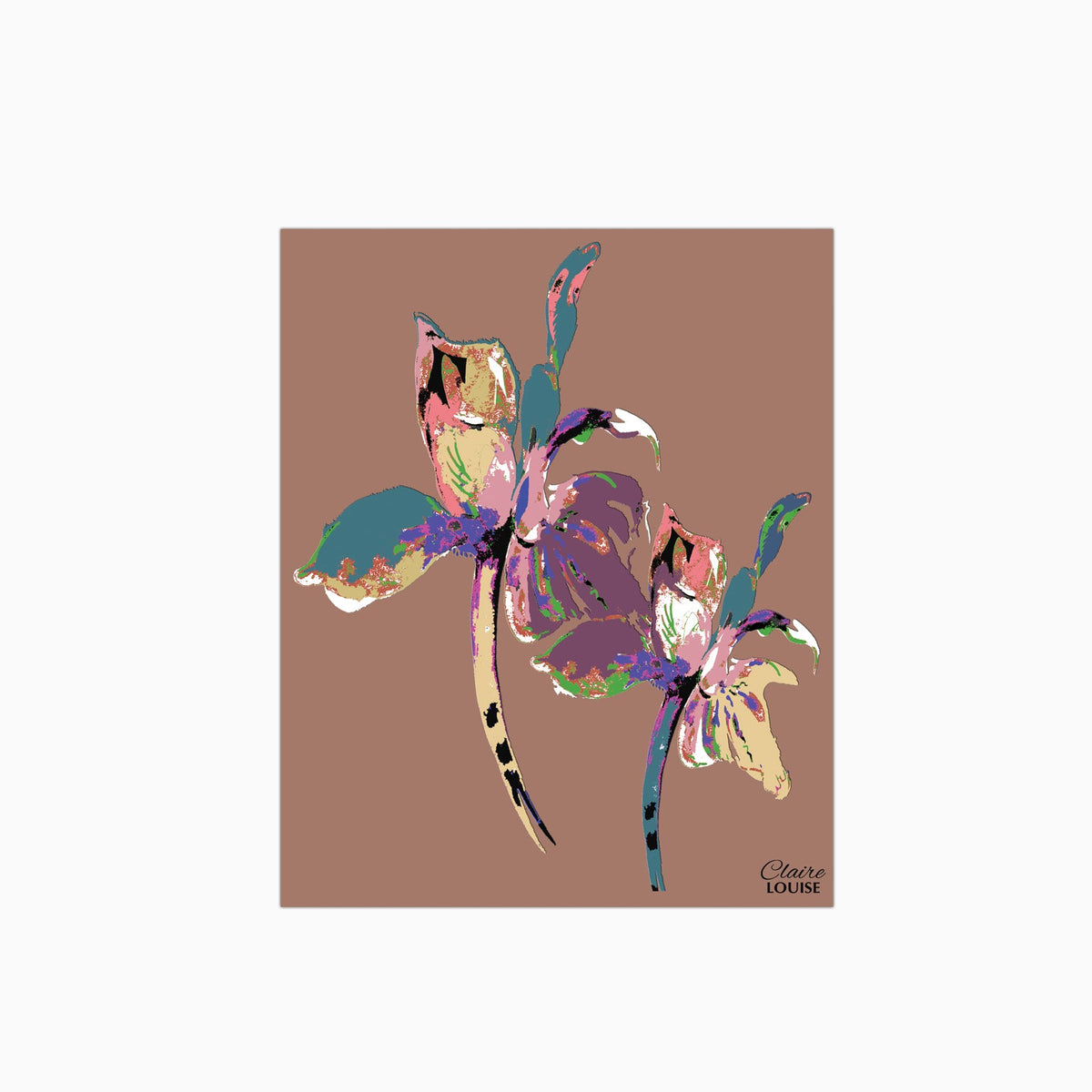 Flora Pop Mocha Mousse Iris Glass Kitchen Splashback