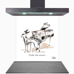 Tickle The Ivories Glass Kitchen Splashback