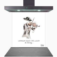 Without Music Life Would Be Boring Glass Kitchen Splashback