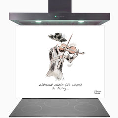 Without Music Life Would Be Boring Glass Kitchen Splashback