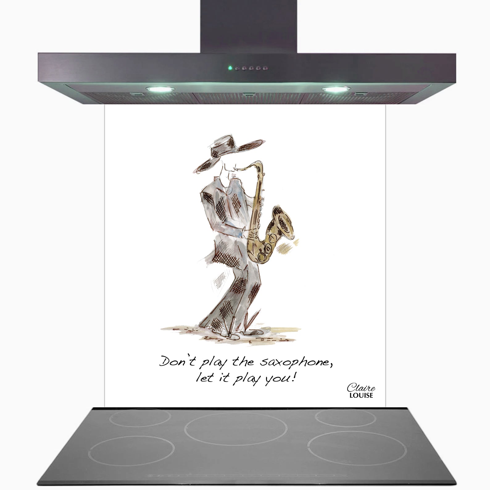 Don't Play The Saxophone Let It Play You Glass Kitchen Splashback