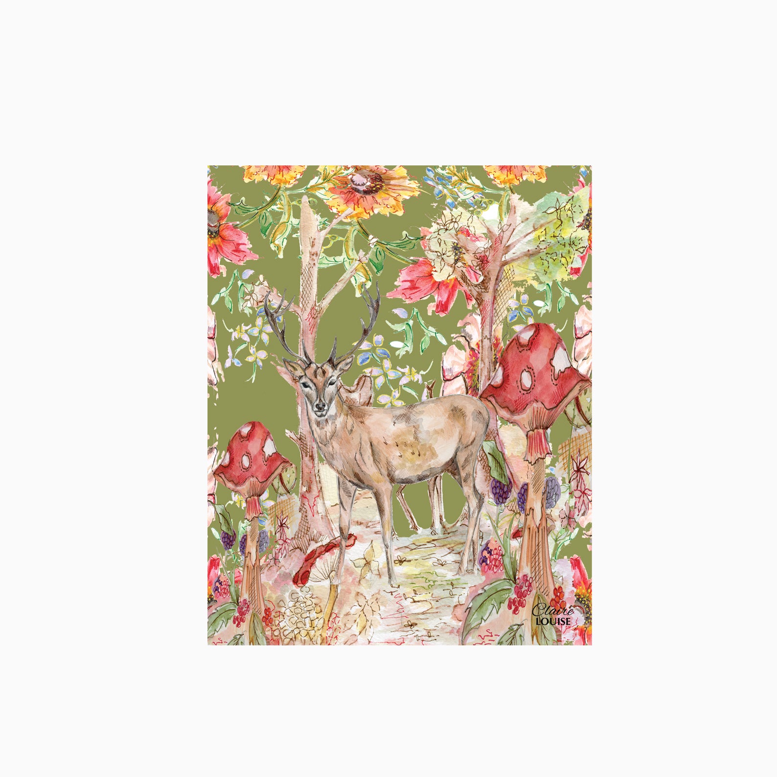 Whimsical Stag Glass Kitchen Splashback