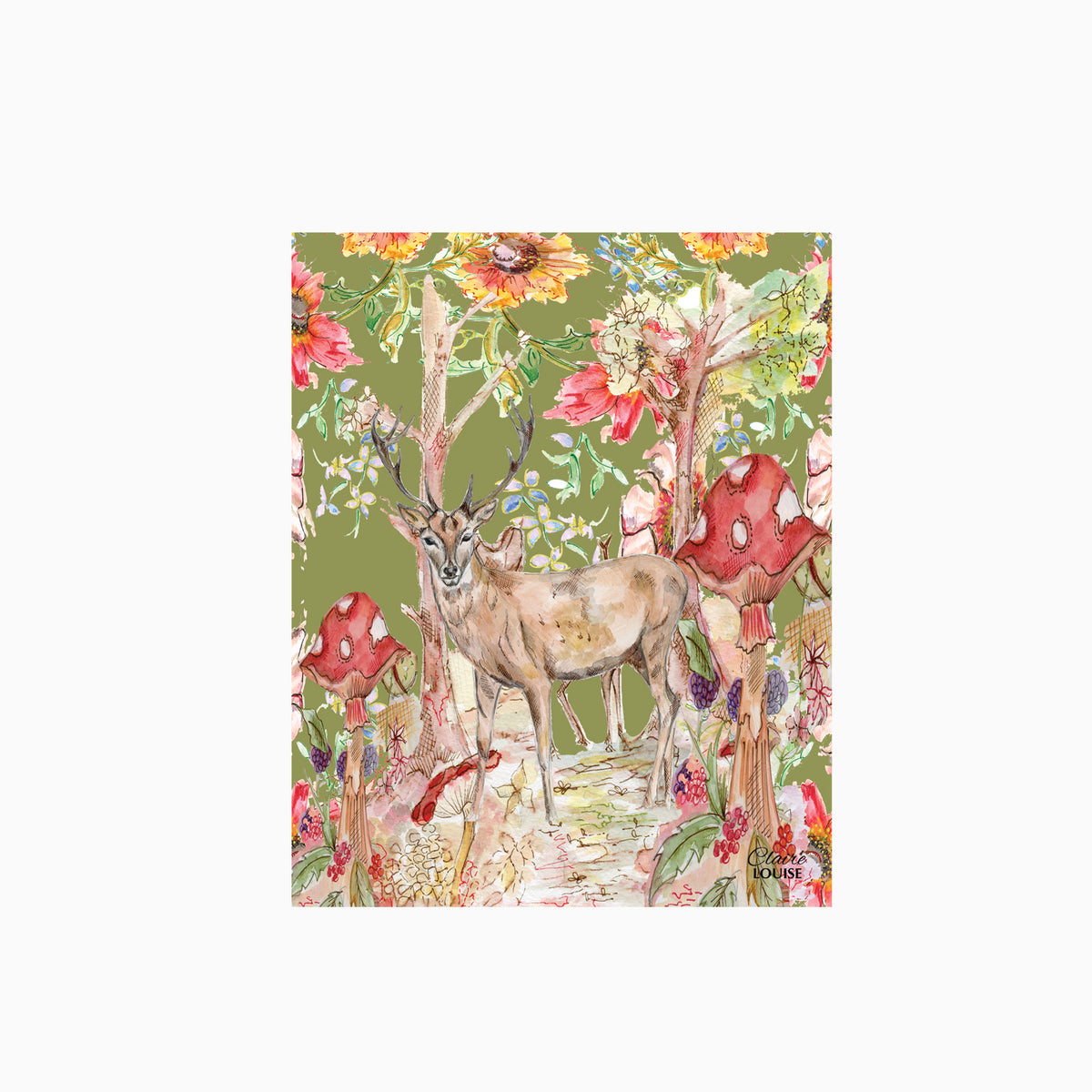 Whimsical Stag Glass Kitchen Splashback