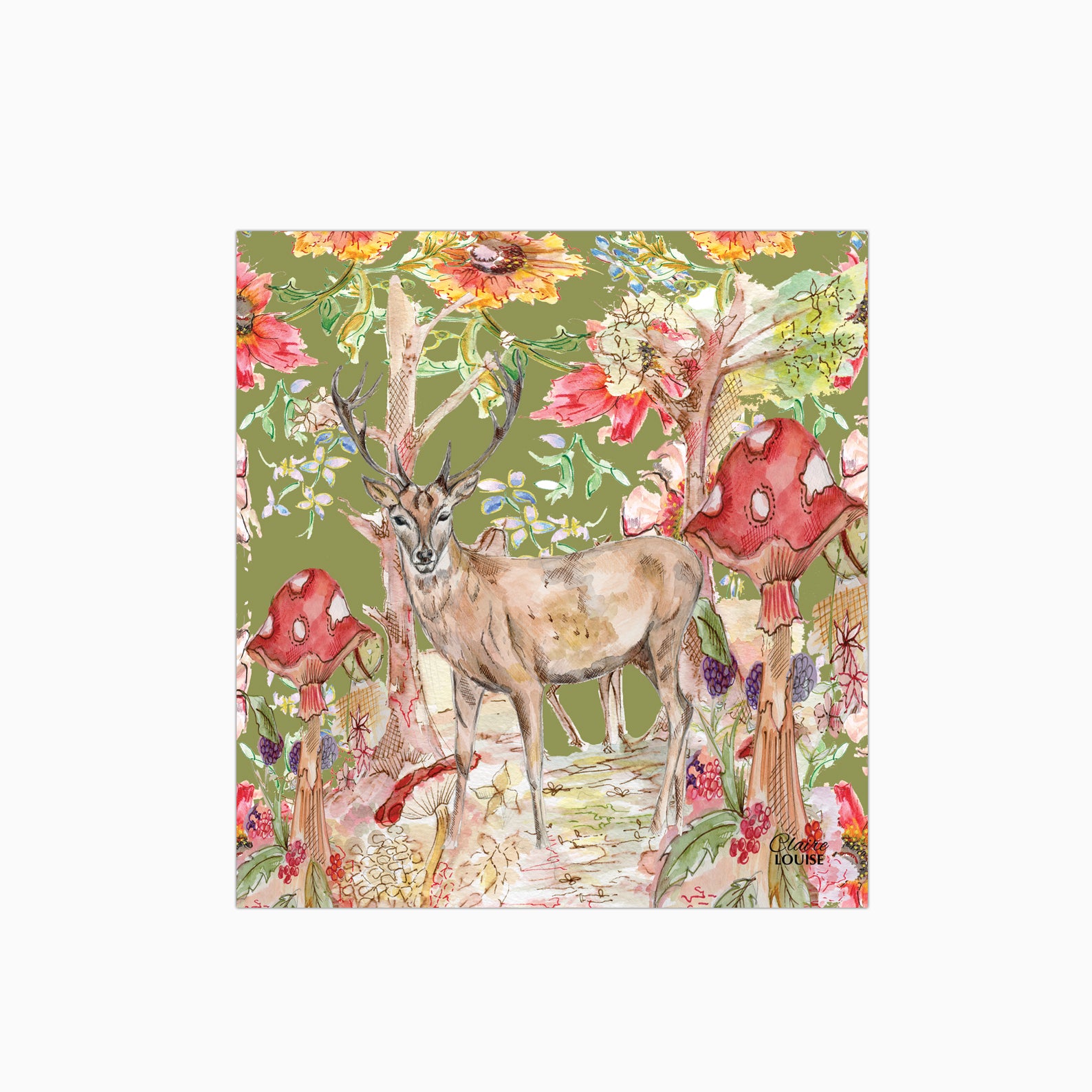 Whimsical Stag Glass Kitchen Splashback