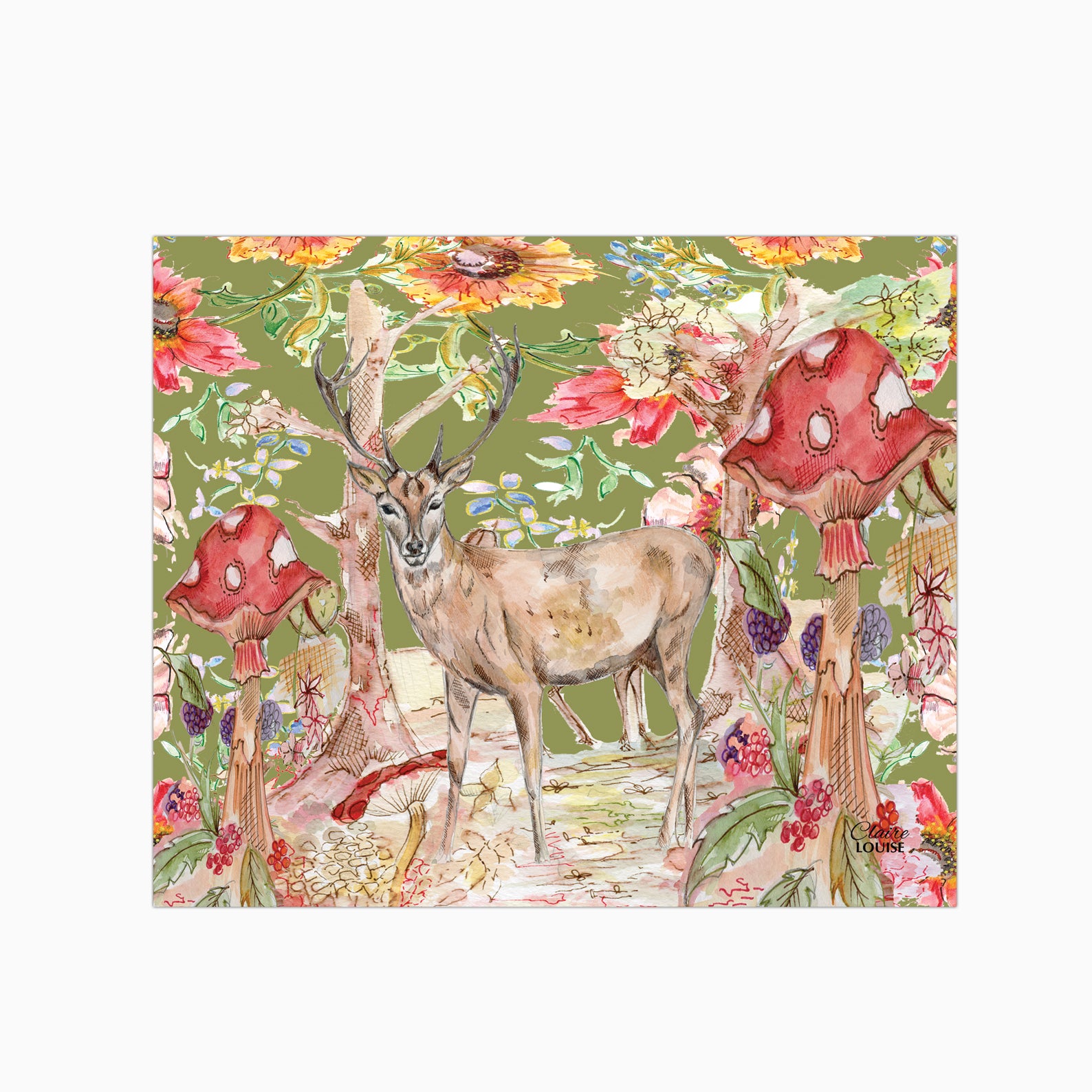 Whimsical Stag Glass Kitchen Splashback
