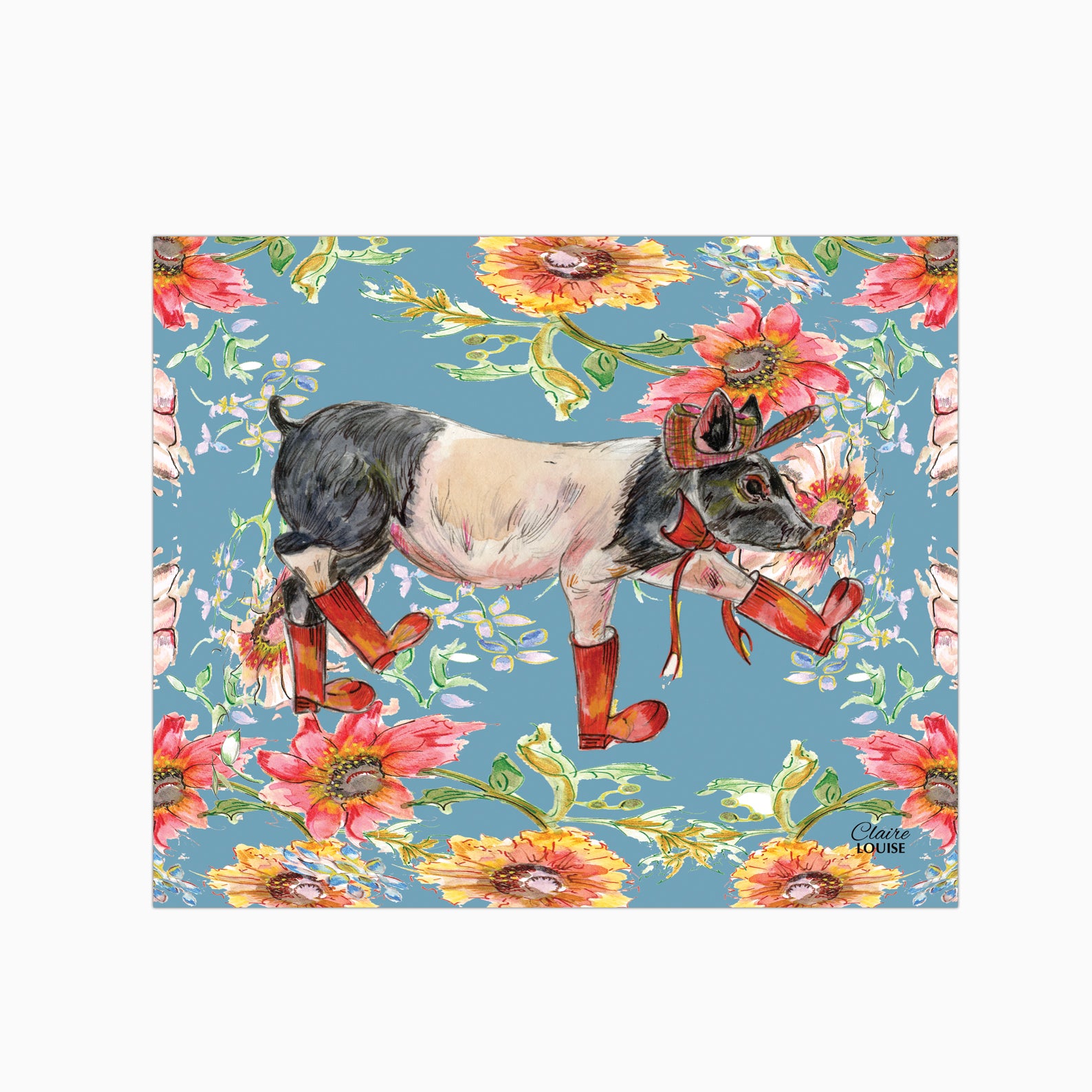 Whimsical Pig Glass Kitchen Splashback