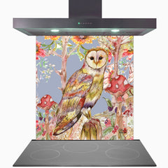 Whimsical Owl Glass Kitchen Splashback