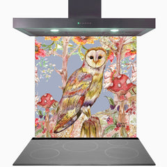 Whimsical Owl Glass Kitchen Splashback