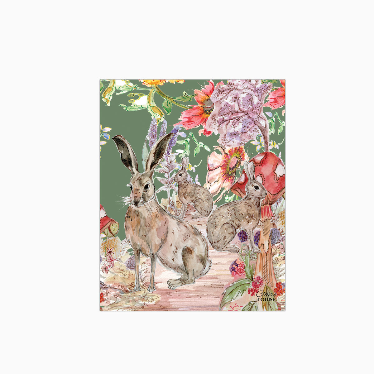 Whimsical Hare Glass Kitchen Splashback
