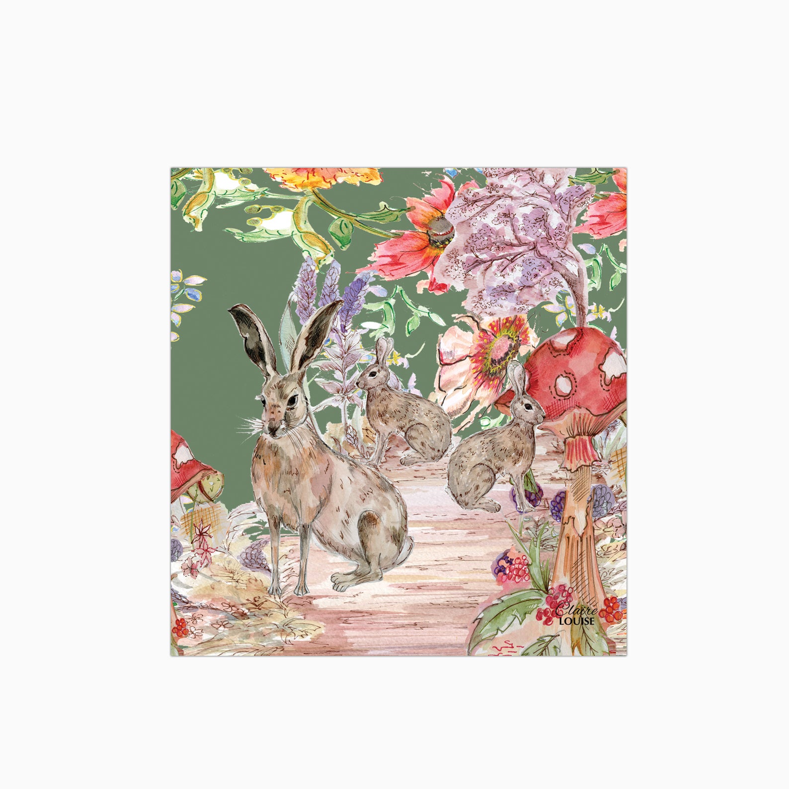 Whimsical Hare Glass Kitchen Splashback