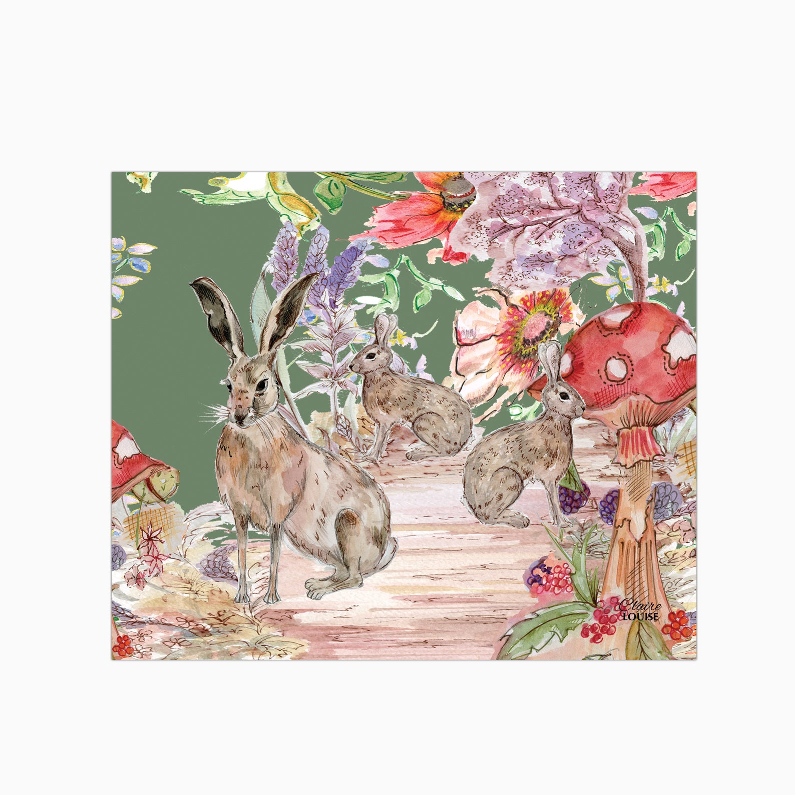 Whimsical Hare Glass Kitchen Splashback